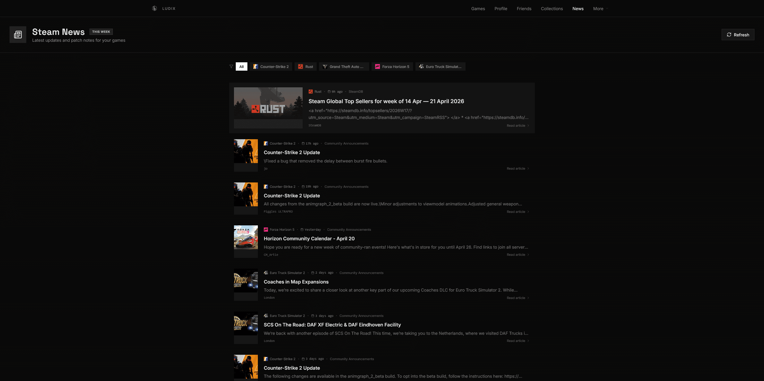 Steam News Feed
